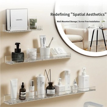 NeatHome No-Drill Bathroom Wall Shelves, Floating Storage Organizer for Shower & Vanity