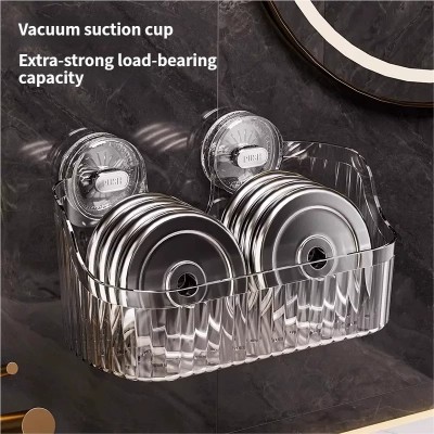 NeatHome Suction Cup Bathroom Storage Basket, No-Drill Wall Mounted Shower Caddy for Toiletries & Cosmetics