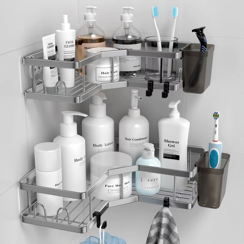 NeatHome No-Drill Corner Shower Caddy, Wall Mounted Bathroom Triangle Storage Shelf for Toiletries