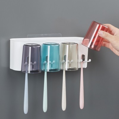 NeatHome Wall-Mounted Toothbrush Holder Set, No-Drill Bathroom Organizer with Automatic Toothpaste Dispenser & Cups