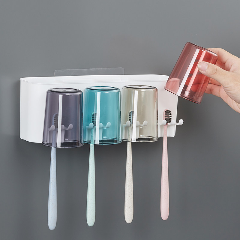 NeatHome Wall-Mounted Toothbrush Holder Set, No-Drill Bathroom Organizer with Automatic Toothpaste Dispenser & Cups