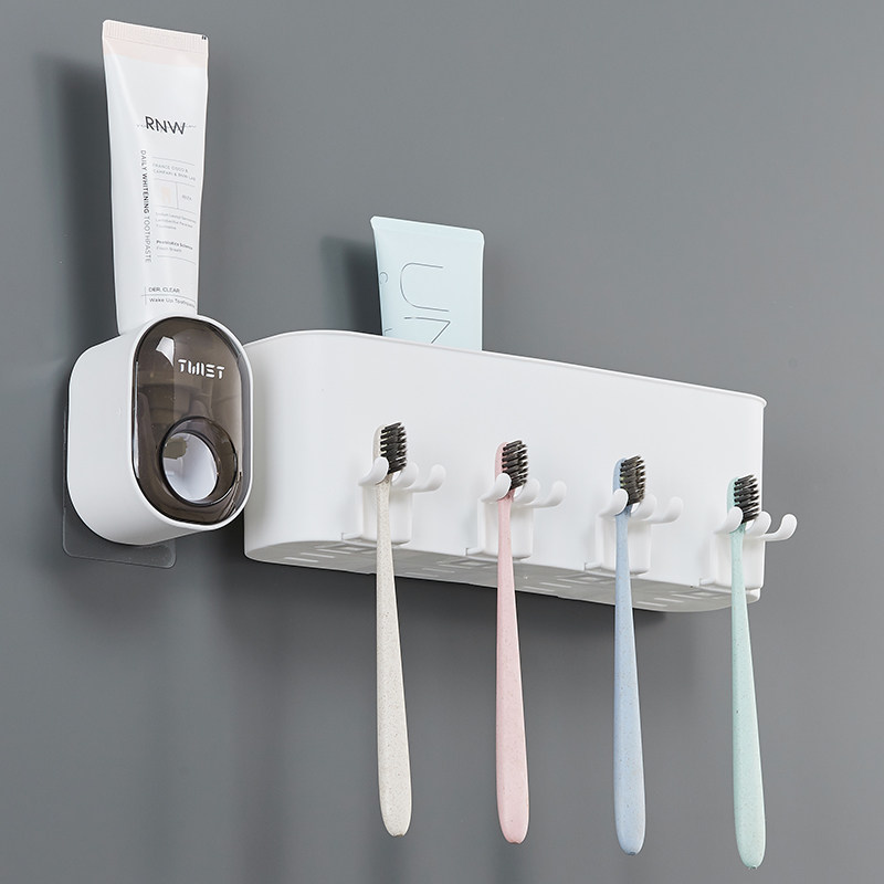 NeatHome Wall-Mounted Toothbrush Holder Set, No-Drill Bathroom Organizer with Automatic Toothpaste Dispenser & Cups