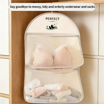 NeatHome Hanging Underwear Organizer, 3-Tier Wall Mounted Mesh Storage Bag for Lingerie, Socks, Bras