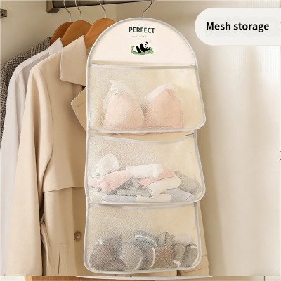 NeatHome Hanging Underwear Organizer, 3-Tier Wall Mounted Mesh Storage Bag for Lingerie, Socks, Bras
