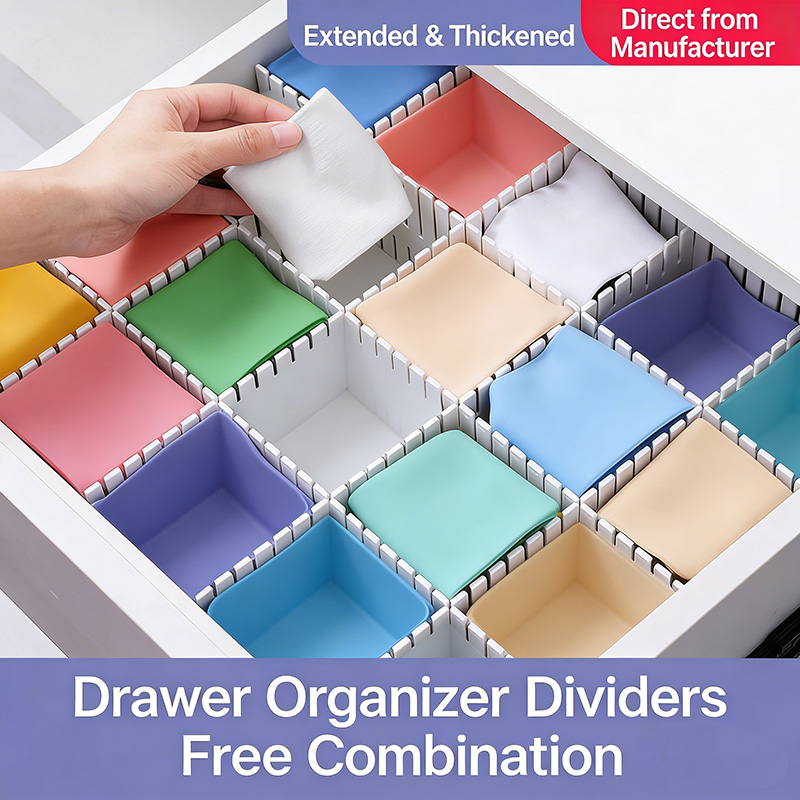 NeatHome Modular Drawer Organizer Dividers, DIY Free Combination Plastic Storage Grid for Closet, Kitchen, Bedroom
