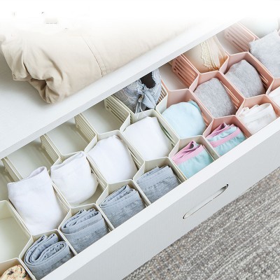 NeatHome Honeycomb Drawer Organizer Dividers, DIY Modular Plastic Storage Grid for Underwear, Socks, Cosmetics (Set of 12)