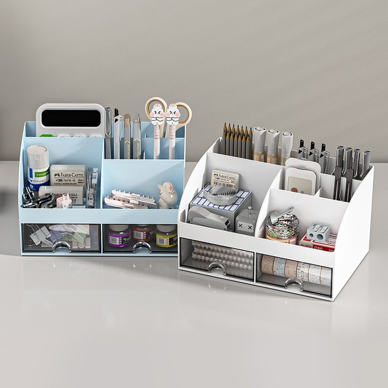 NeatHome Desk Organizer with 2 Drawers, Multi-Compartment Desktop Stationery Storage Caddy for Office & School Supplies