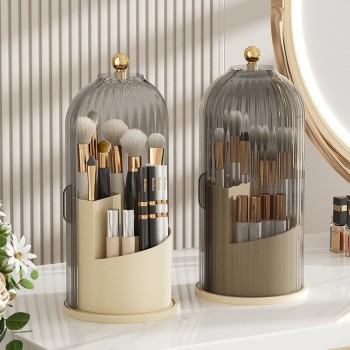 NeatHome Rotating Makeup Brush Holder with Lid, Dustproof Spinning Cosmetic Organizer for Vanity