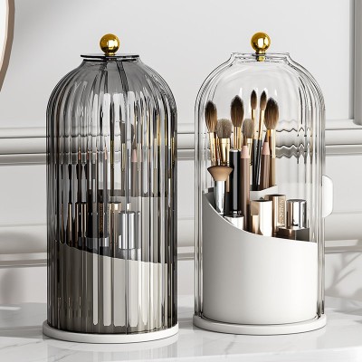 NeatHome Rotating Makeup Brush Holder with Lid, Dustproof Spinning Cosmetic Organizer for Vanity