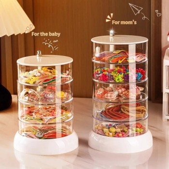 NeatHome 360° Rotating Hair Accessory Organizer, Multi-Layer Kids Hair Clip Hair Tie Storage Box with Lid