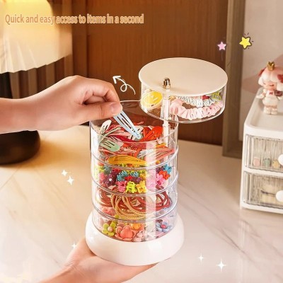 NeatHome 360° Rotating Hair Accessory Organizer, Multi-Layer Kids Hair Clip Hair Tie Storage Box with Lid