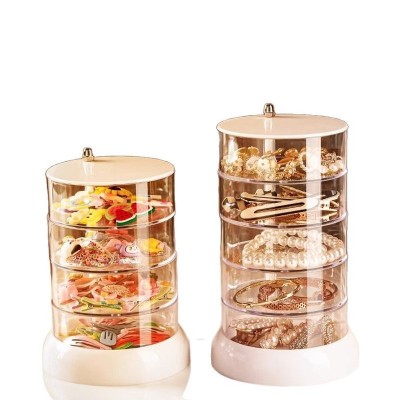 NeatHome 360° Rotating Hair Accessory Organizer, Multi-Layer Kids Hair Clip Hair Tie Storage Box with Lid