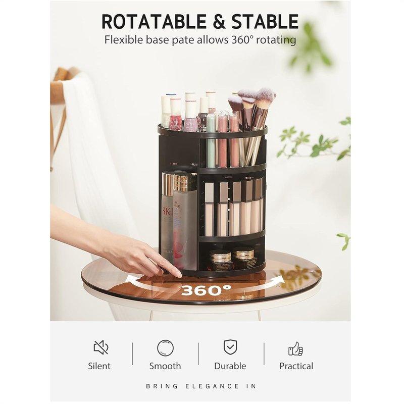 360 Degree Rotating Makeup Organizer, Clear Multi-Layer Cosmetic Storage Holder for Vanity