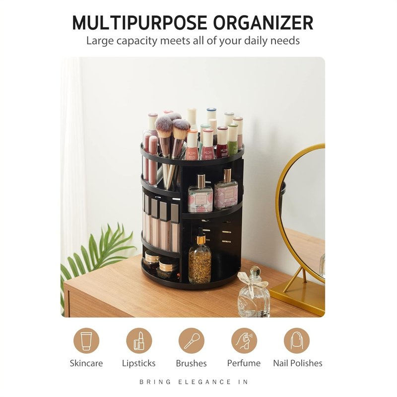 360 Degree Rotating Makeup Organizer, Clear Multi-Layer Cosmetic Storage Holder for Vanity