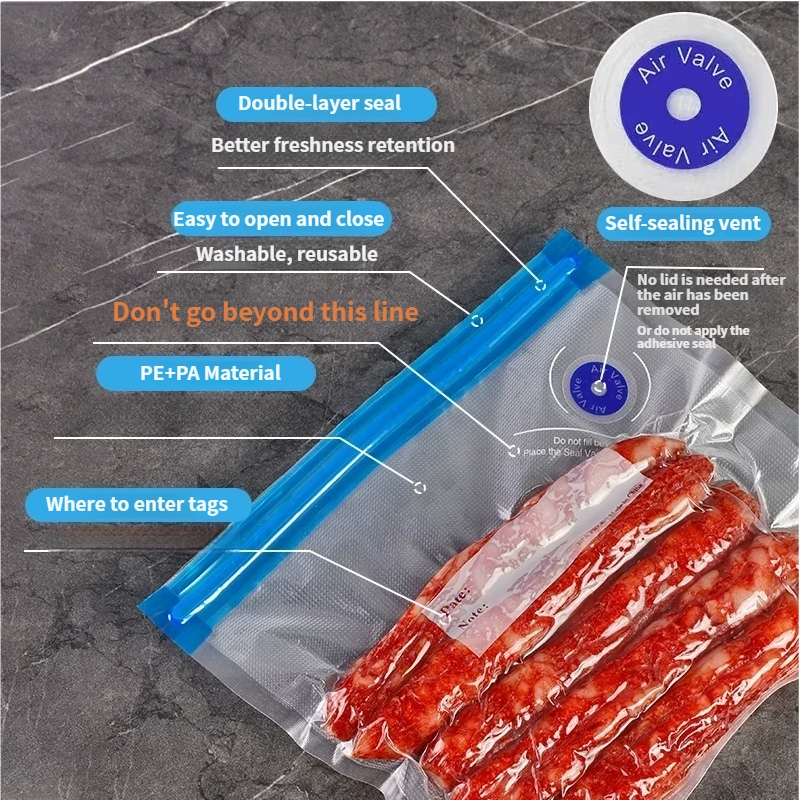 NeatHome Reusable Vacuum Food Storage Bags, BPA-Free Sealed Bags for Meat, Coffee, Sous Vide