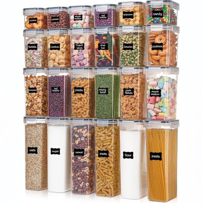 Airtight Food Storage Containers, Clear Plastic Pantry Organizer Jars for Grains, Pasta & Dry Snacks